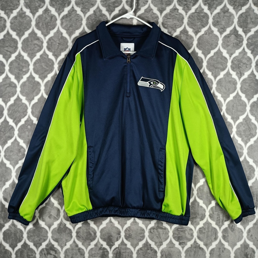 NFL Seattle Seahawks Jacket 1/4 Zip Pullover Men XL Blue Green G-III Apparel